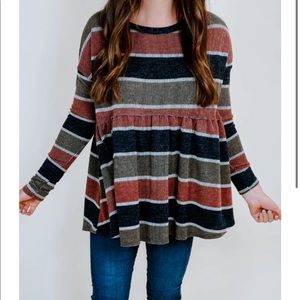 By Together Striped Babydoll Top